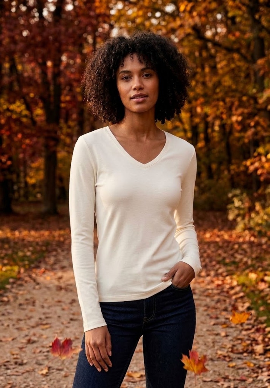 Hanro Woolen Silk Basic Long Sleeve Shirt Cygne Small